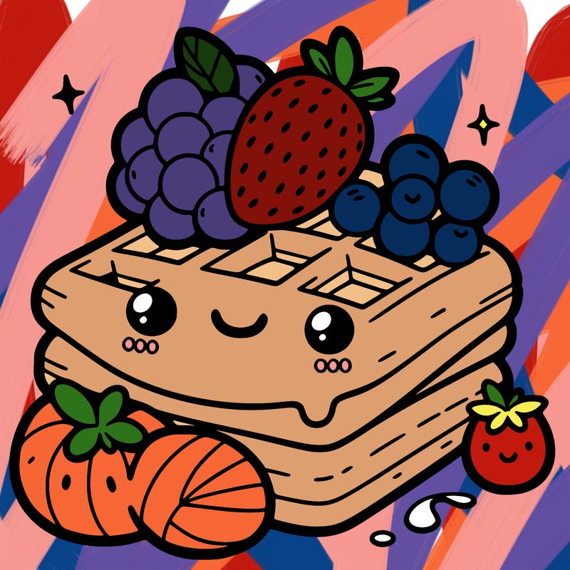 simple waffle with fruit
