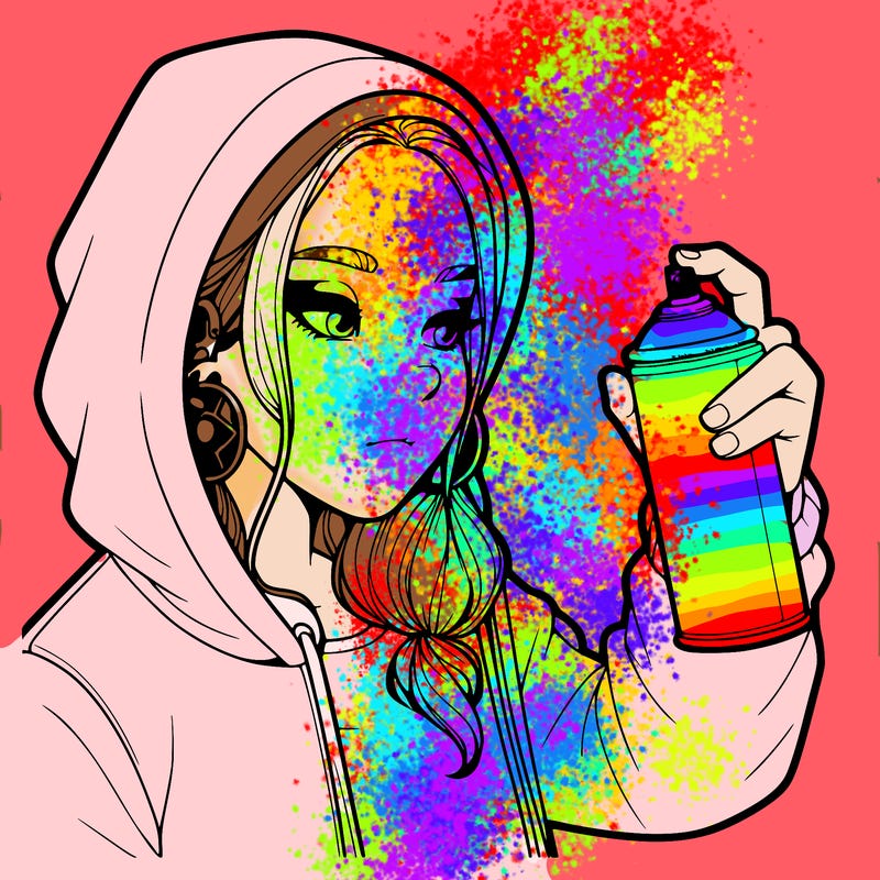 a realistic girl, spray painting