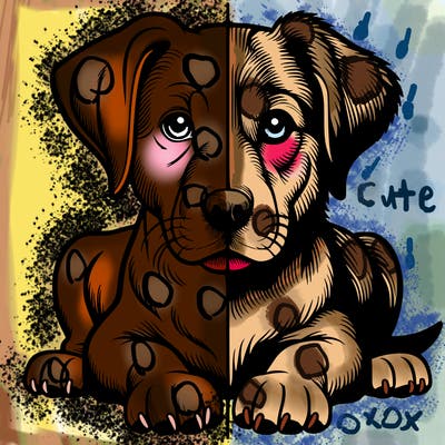 realistic dog split picture