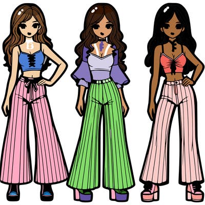 girls with flare pants and crop tops realistic