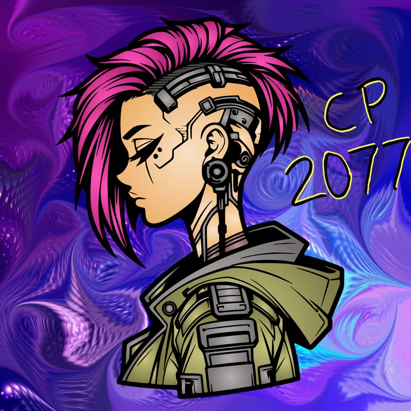 cyber-punk girl with sidecut hair