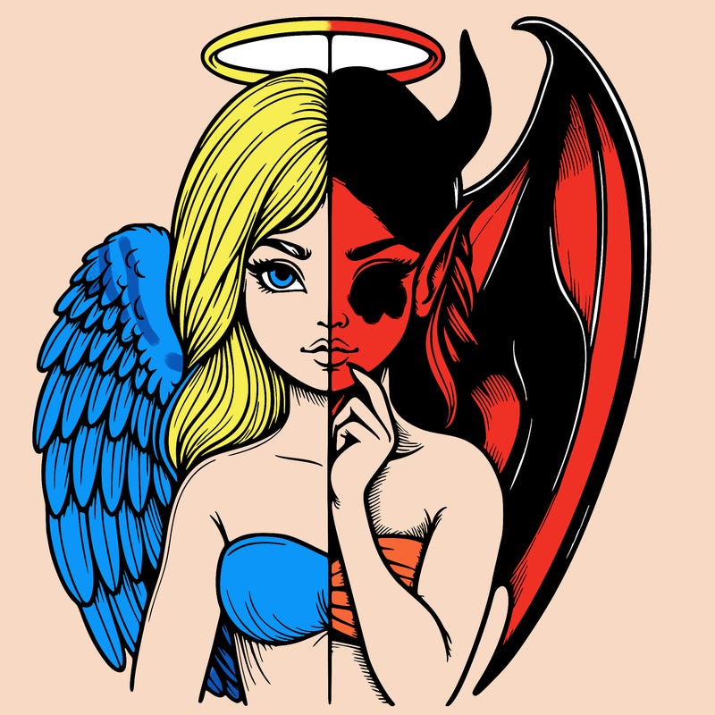 realistic angel half demon