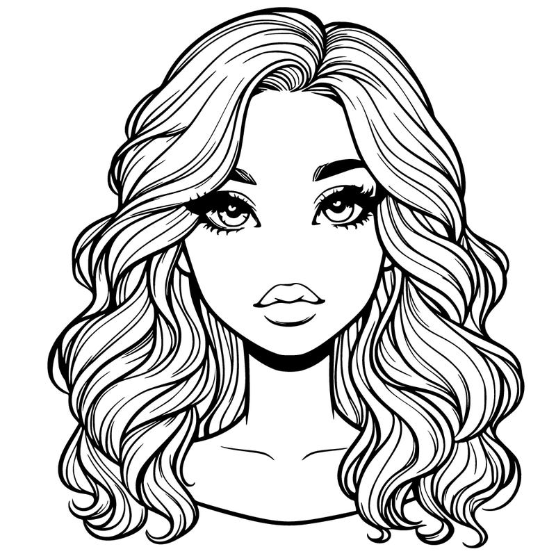 realistic girl with wavy hair and lips