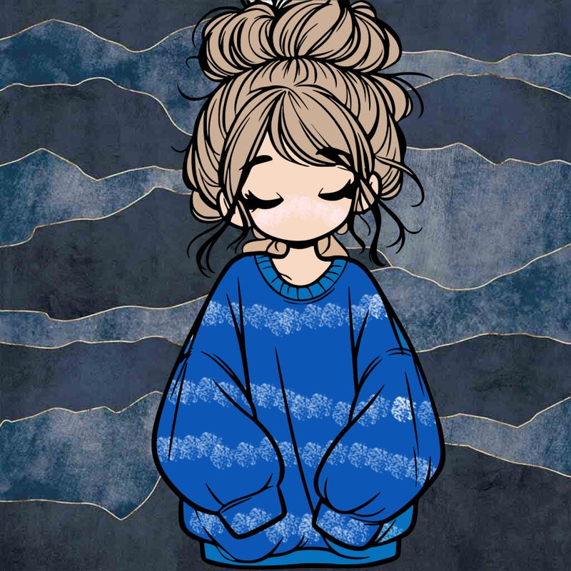 girl with baggy sweatshirt and messy bun