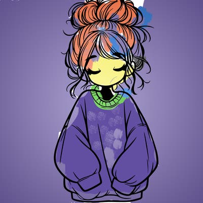 girl with baggy sweatshirt and messy bun
