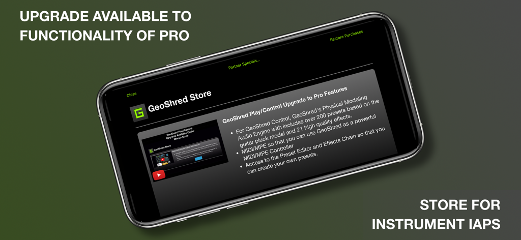 GeoShred Play - GeoShred Play app store showing upgrade options to Pro features