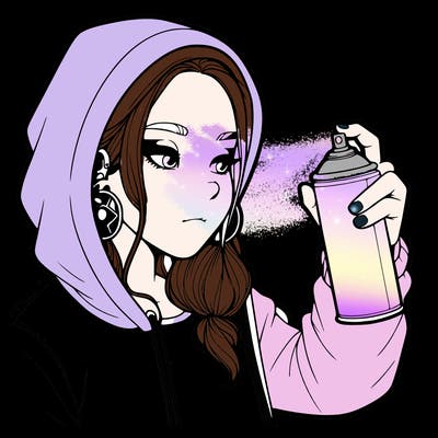 a realistic girl, spray painting