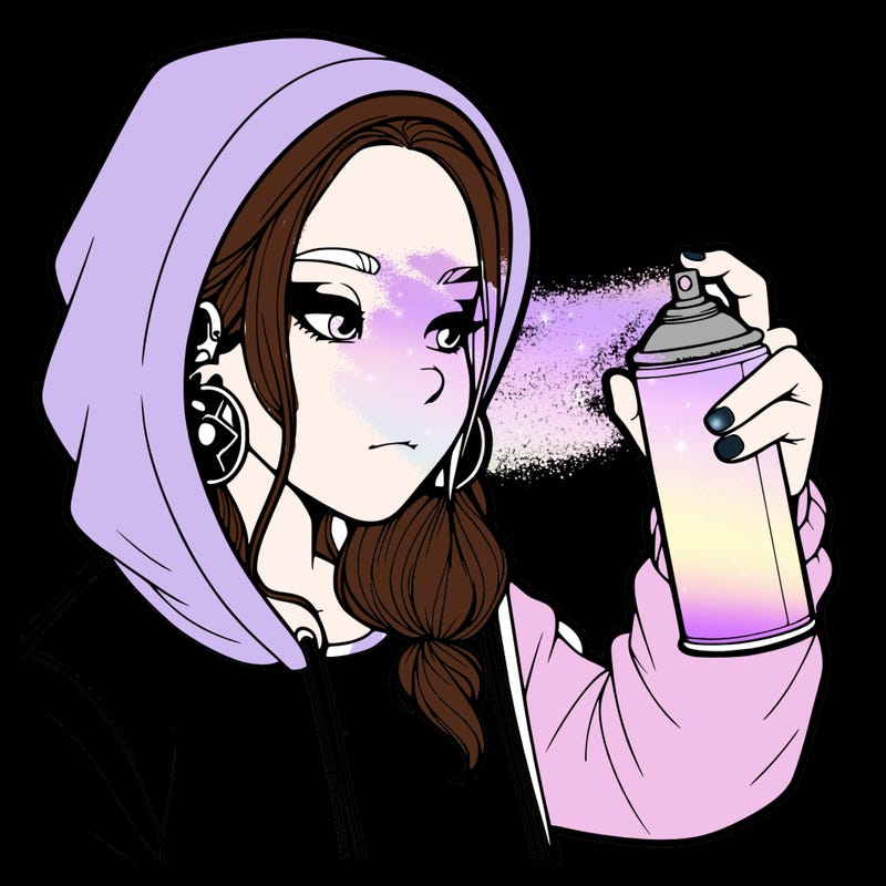 a realistic girl, spray painting