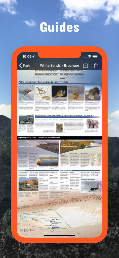 Texas Pocket Maps - Texas Pocket Maps app displaying the White Sands National Park brochure with maps and park guides