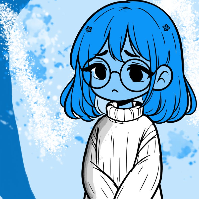 sad girl with glasses in a sweater
