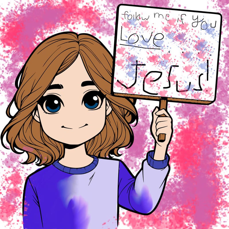 realistic girl holding up a sign