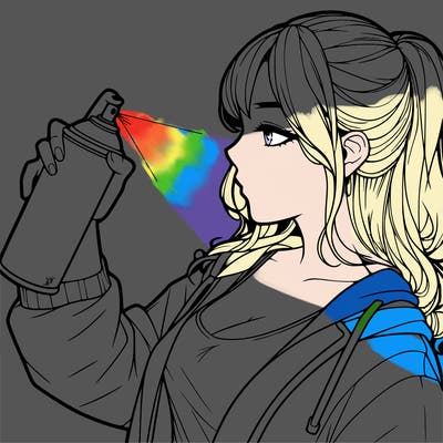 a realistic girl spray, painting