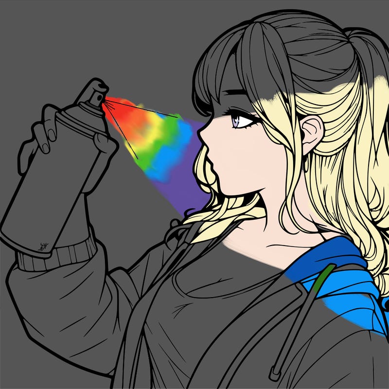 a realistic girl spray, painting