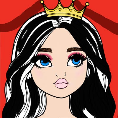 a realistic girl with a crown on