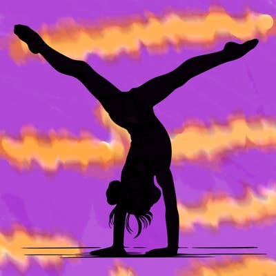 realistic gymnastic hand stand girl in four splits