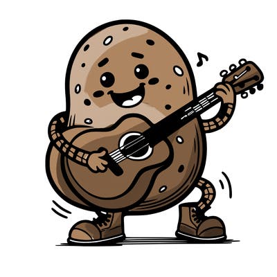 potato playing guitar