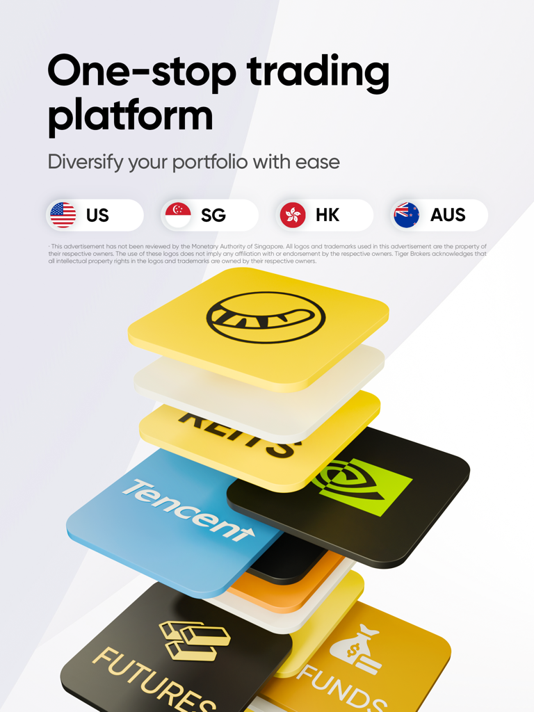 Tiger Trade - One stop trading - Tiger Trade mobile app interface showing global market options and diversified investment assets
