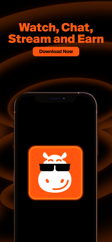 Loco live streaming app promo screen with the slogan Watch Chat Stream and Earn and a hippo mascot logo