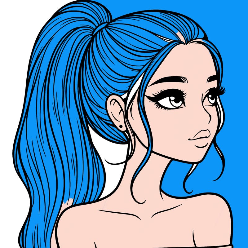 a beautiful and realistic girl with a high pony tail