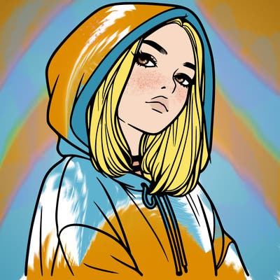 a realistic girl in a hoodie