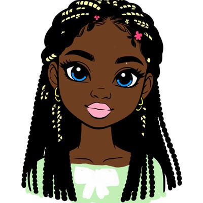 a realistic black girl with braids