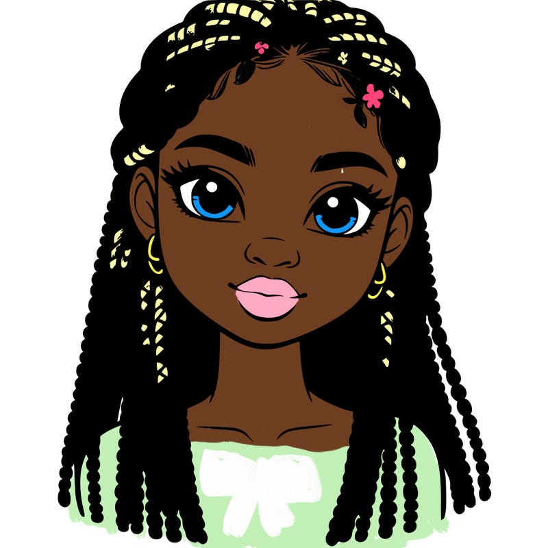 a realistic black girl with braids
