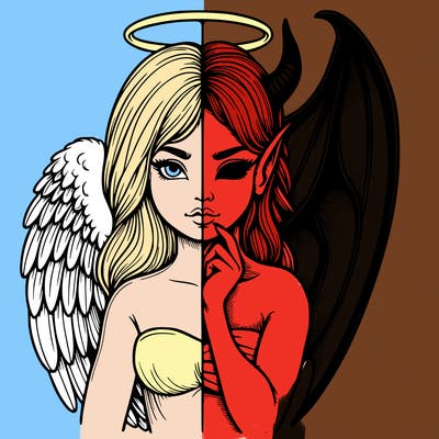realistic angel half demon