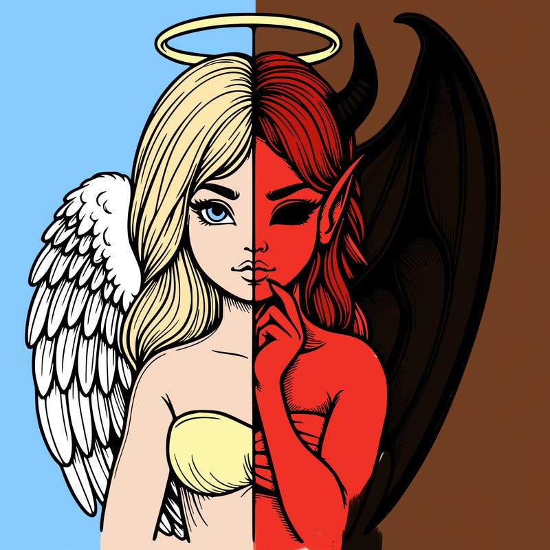 realistic angel half demon