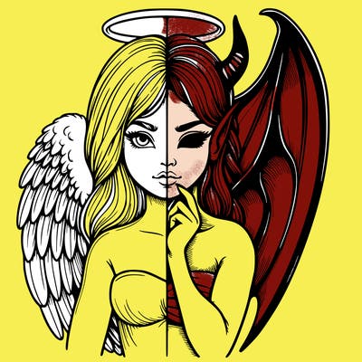 realistic angel half demon