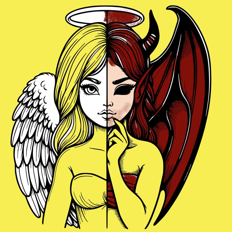 realistic angel half demon