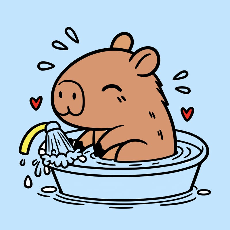 capybara taking a bath