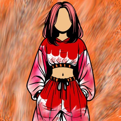 realistic girl faceless with baggy pants and a crop top