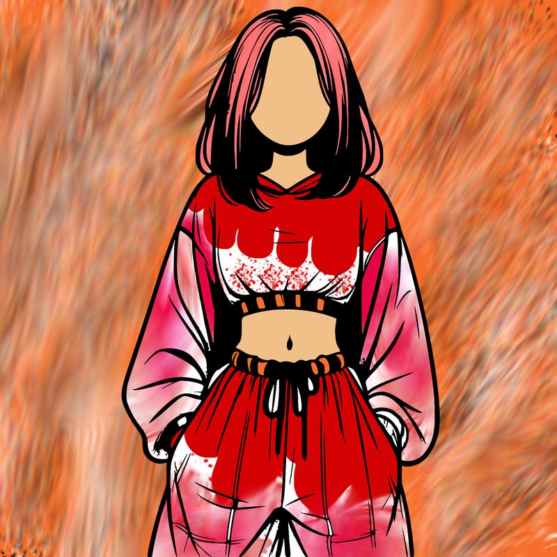 realistic girl faceless with baggy pants and a crop top