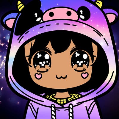 kawaii girl with cow hoodie