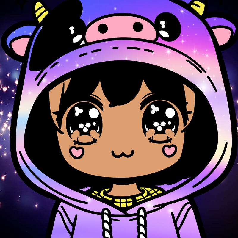 kawaii girl with cow hoodie