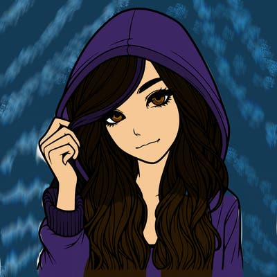 realistic girl with long hair and a hoodie