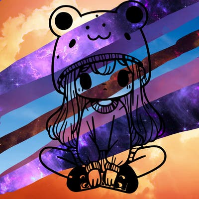 a girl wearing a frog hat and some frog socks