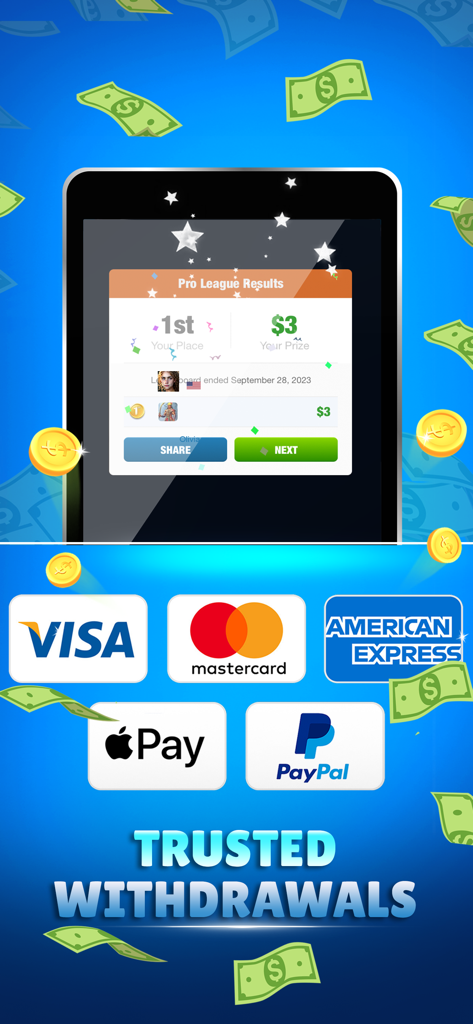 Blocks Blast: Win Real Money - Trusted withdrawal options including PayPal and credit cards for cash winnings in Blocks Blast