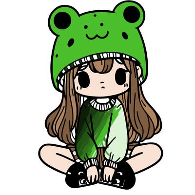 a girl wearing a frog hat and some frog socks