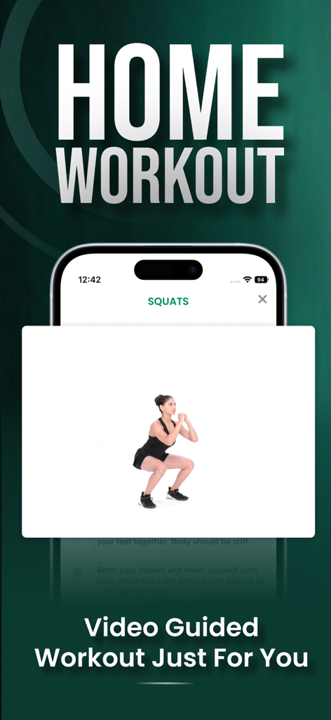 Dimostrazione di allenamento di squat a casa guidato da video