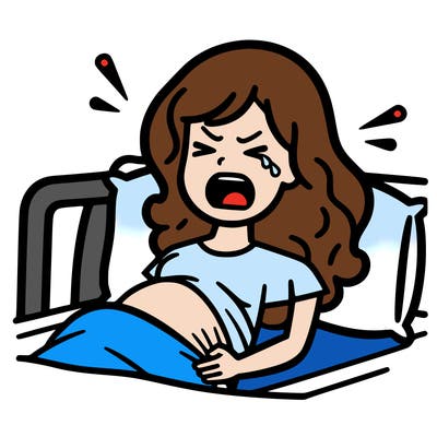 woman screaming because she is in labor