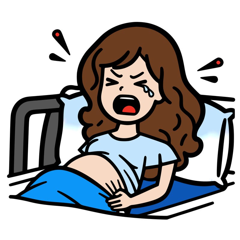 woman screaming because she is in labor