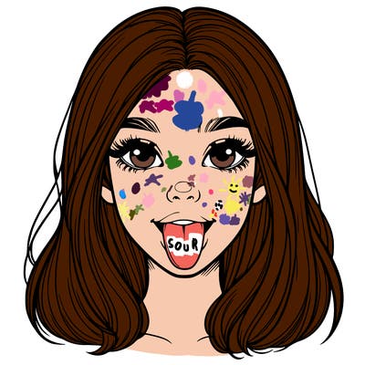 realistic girl with her tongue out