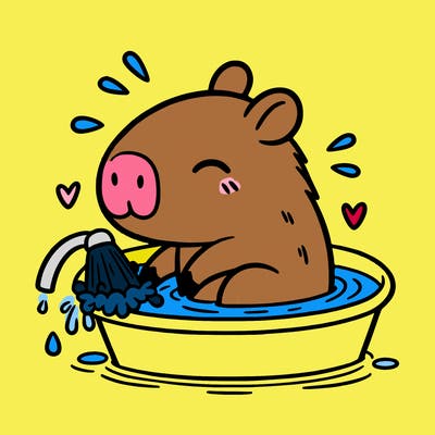 capybara taking a bath