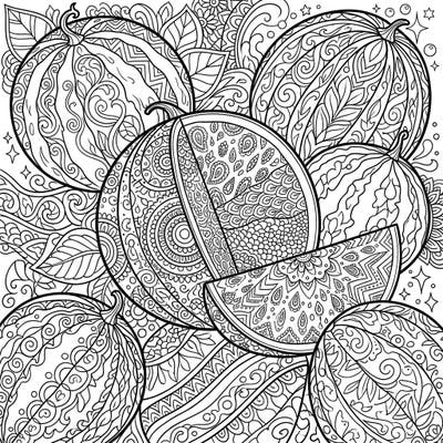 Discover a unique blend of nature and intricate art with our Zentangle Watermelons coloring page. Each melon is transformed into a canvas of detailed patterns, offering hours of calming artistic expression.