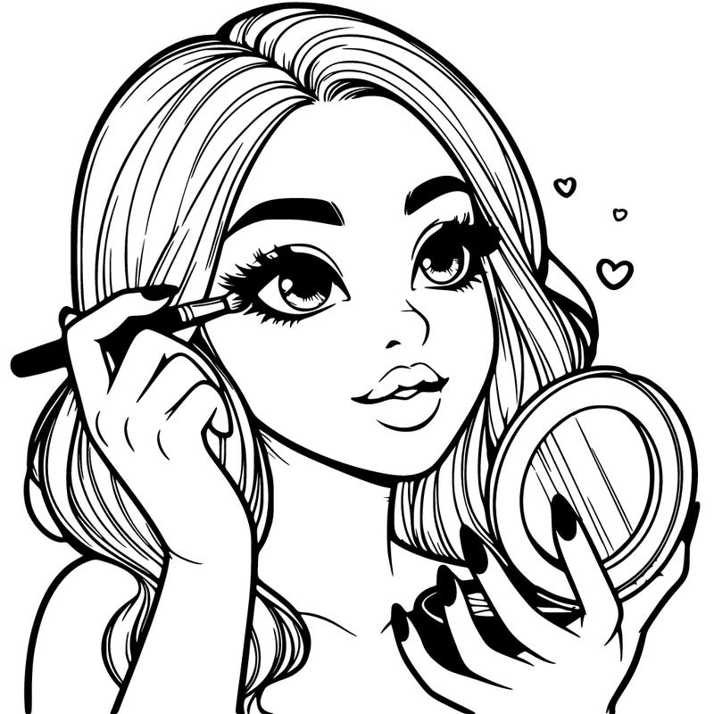 realistic girl putting on makeup