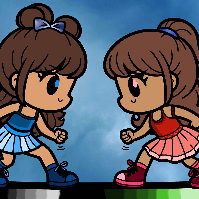 two girls versing each other