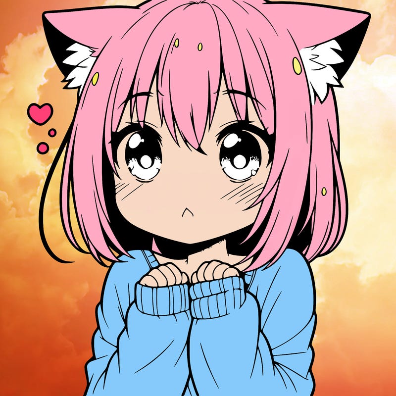 shy anime catgirl