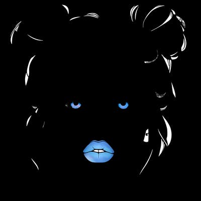 realistic girl with two buns on her hair and lips