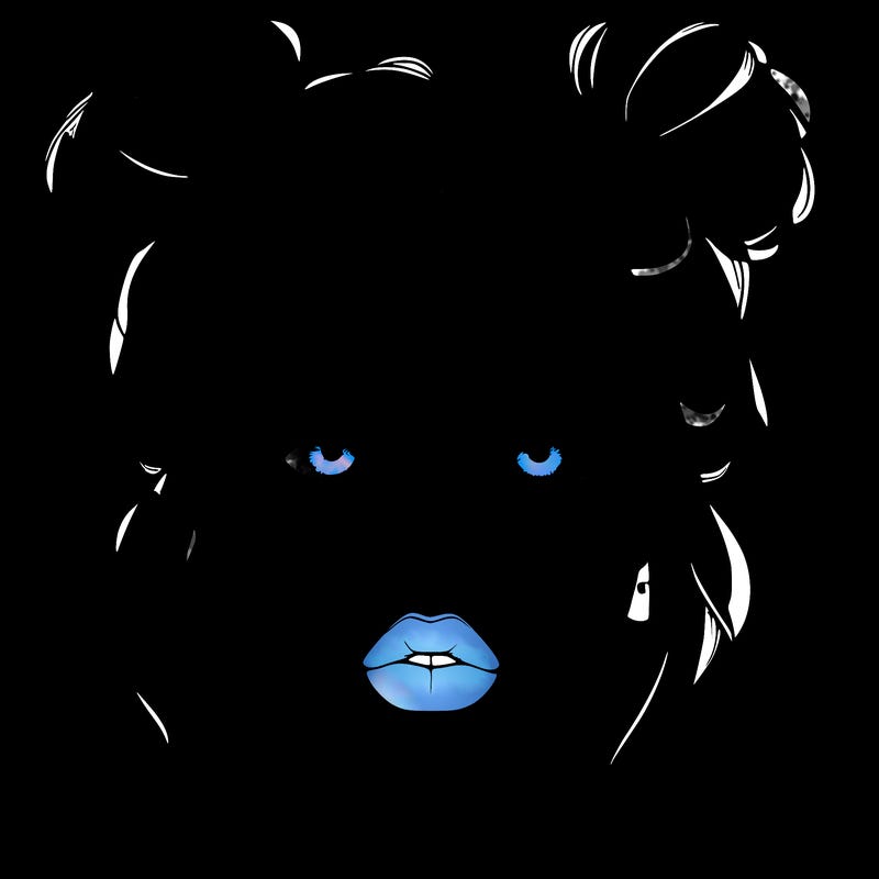 realistic girl with two buns on her hair and lips